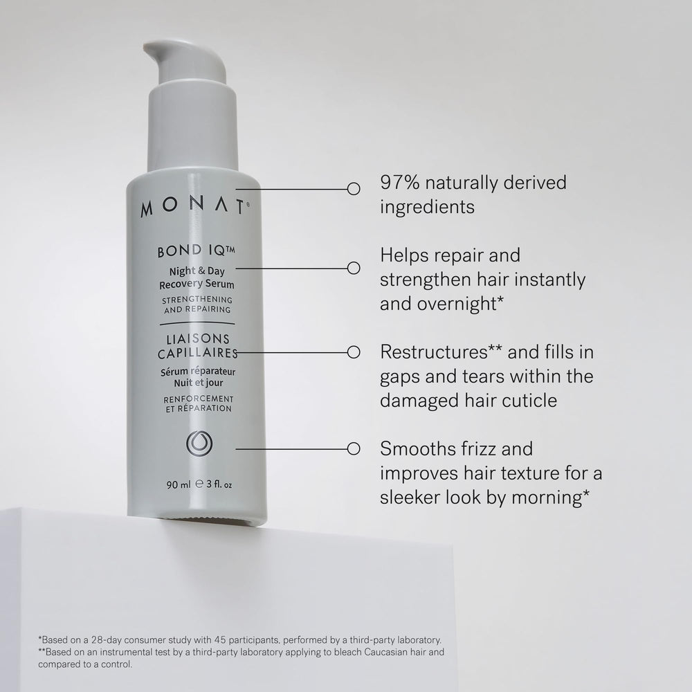 MONAT BOND IQ serum dropper releasing oil blend for cuticle restoration
