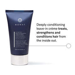 MONAT Damage Repair Bond-Fortifying Hair Crème pump shows easy application for smooth detangling.
