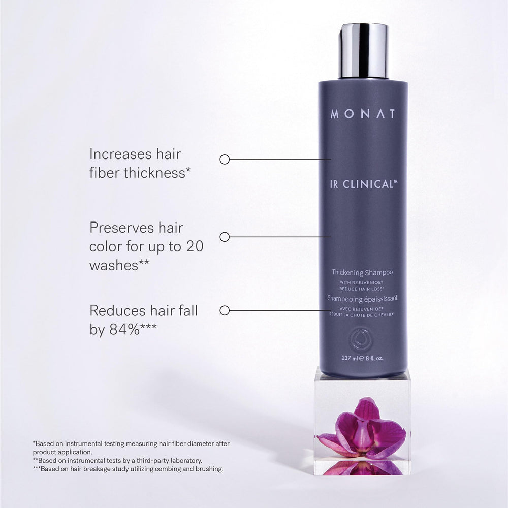 MONAT IR Clinical Thickening Conditioner bottle pump for smoother, manageable hair.