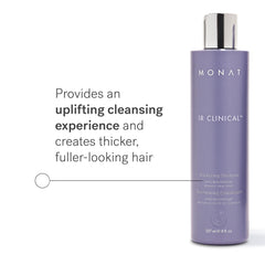 MONAT IR Clinical Thickening Shampoo bottle back highlights vegan, sulfate-free ingredients and safety
