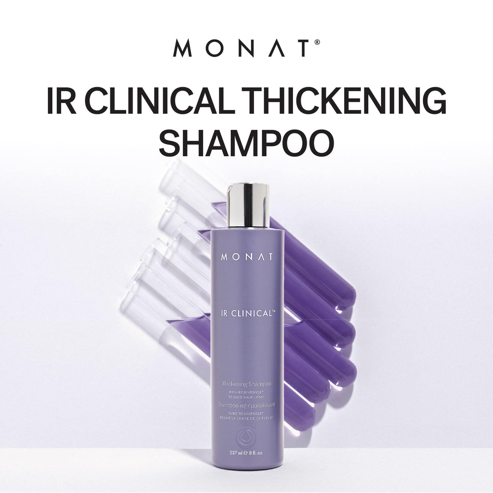 MONAT IR Clinical Thickening Shampoo foam lather illustrates luxurious cleansing for thicker strands