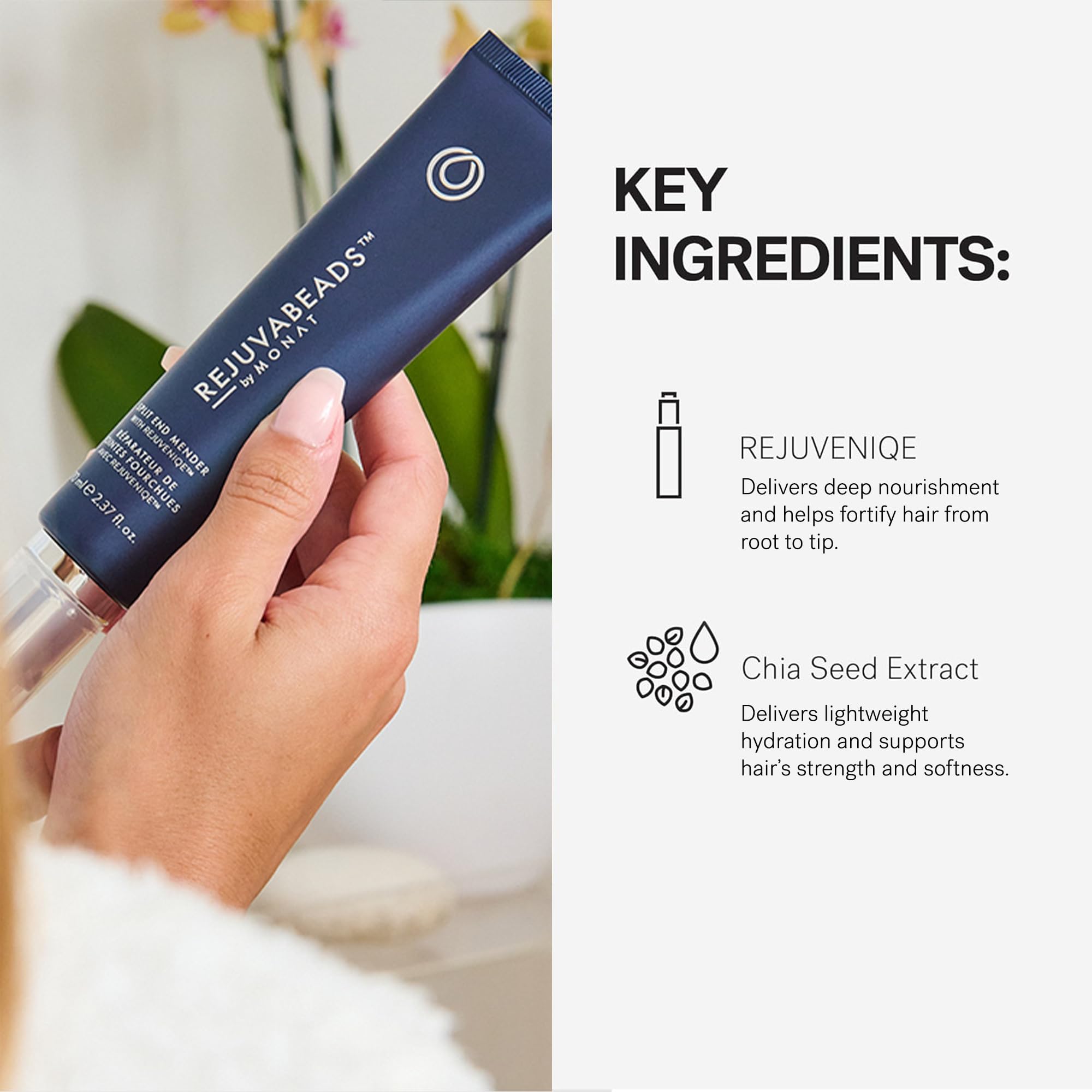MONAT Rejuvabeads three-step application being followed