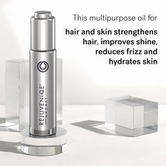 MONAT REJUVENIQE Oil on hair ends for frizz control and shine.