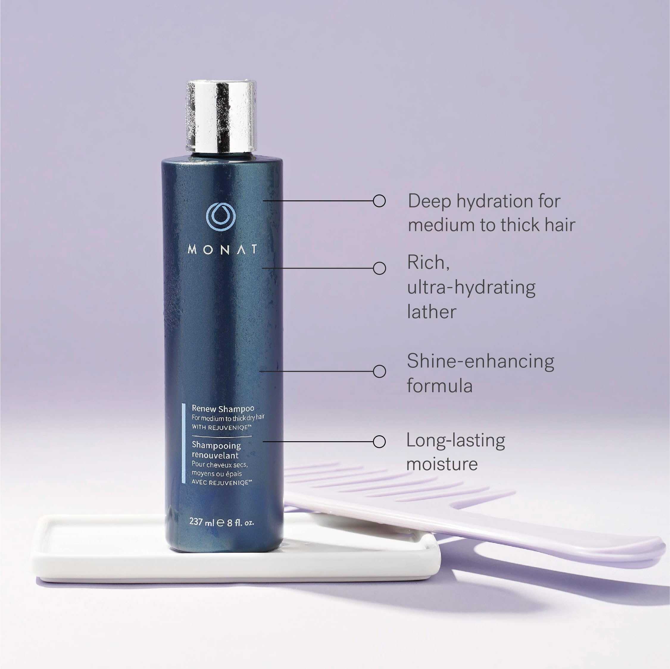 MONAT Renew duo flatlay featuring shampoo and conditioner for a hydrating routine