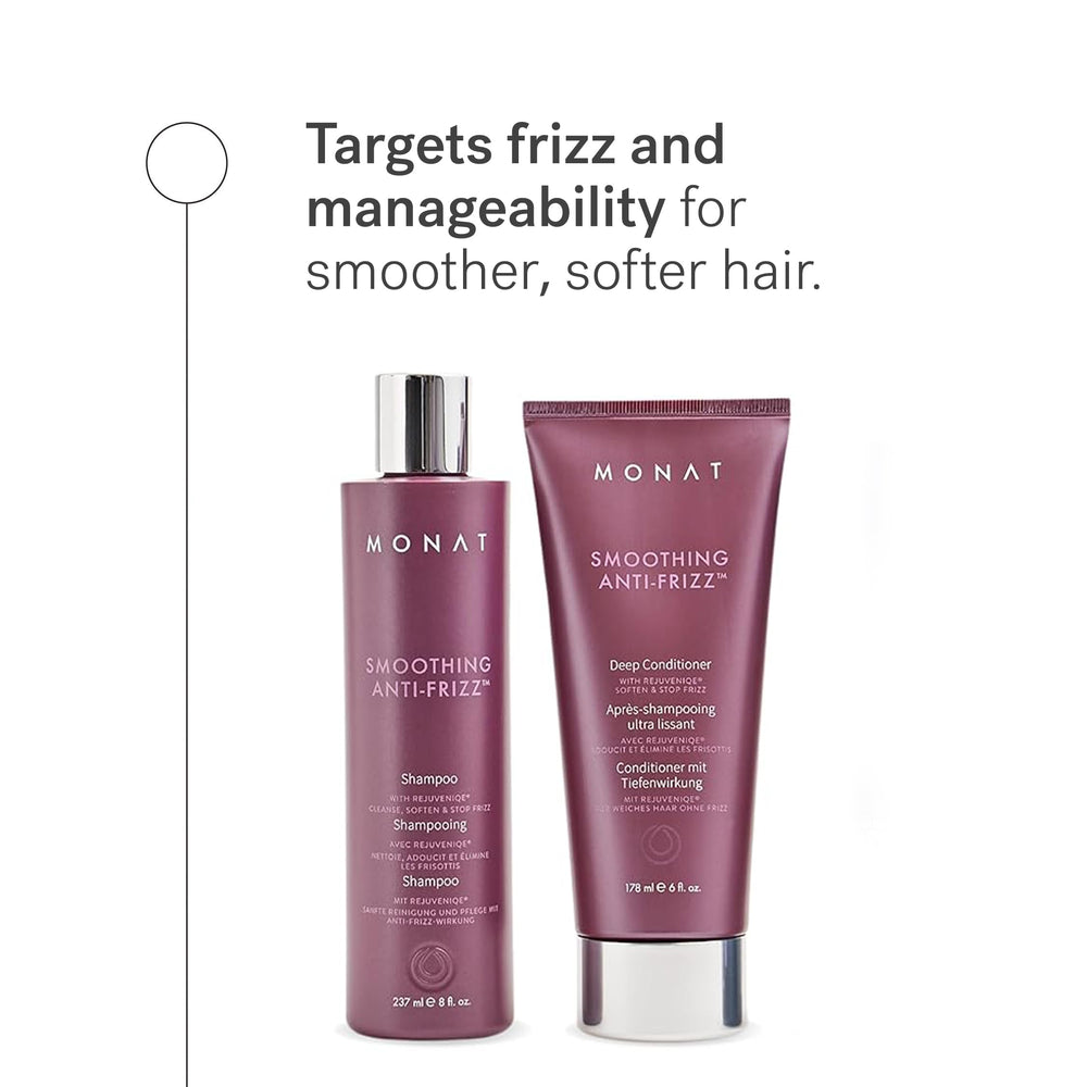 MONAT Smoothing Anti-Frizz Set conditioner tube shows smoothing, lightweight hydration for glossy hair