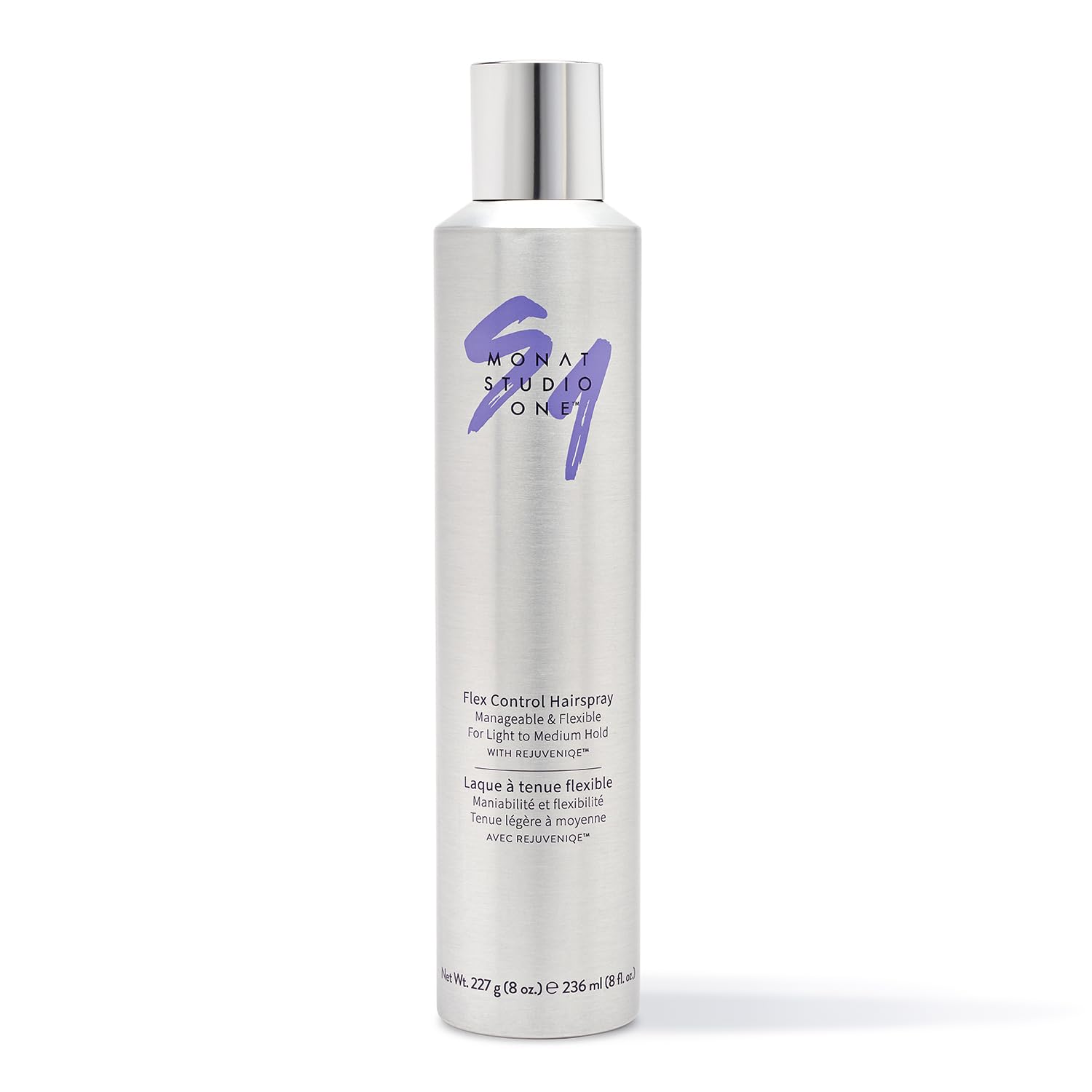 MONAT Studio One Flex Control bottle illustrating lightweight hold for versatile styling.
