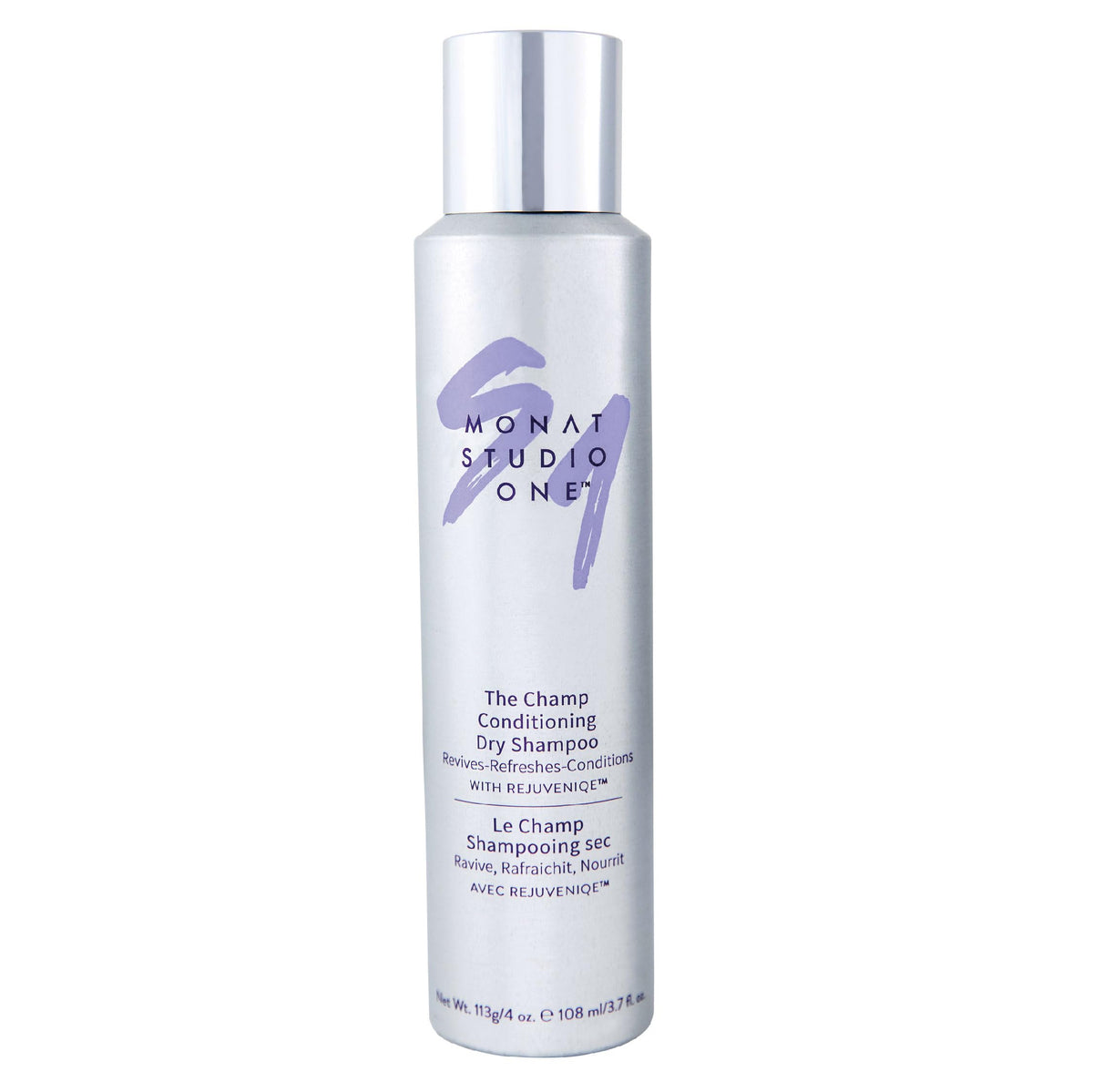 MONAT Studio One The Champ dry shampoo application shows root oil absorption for refreshed hair.