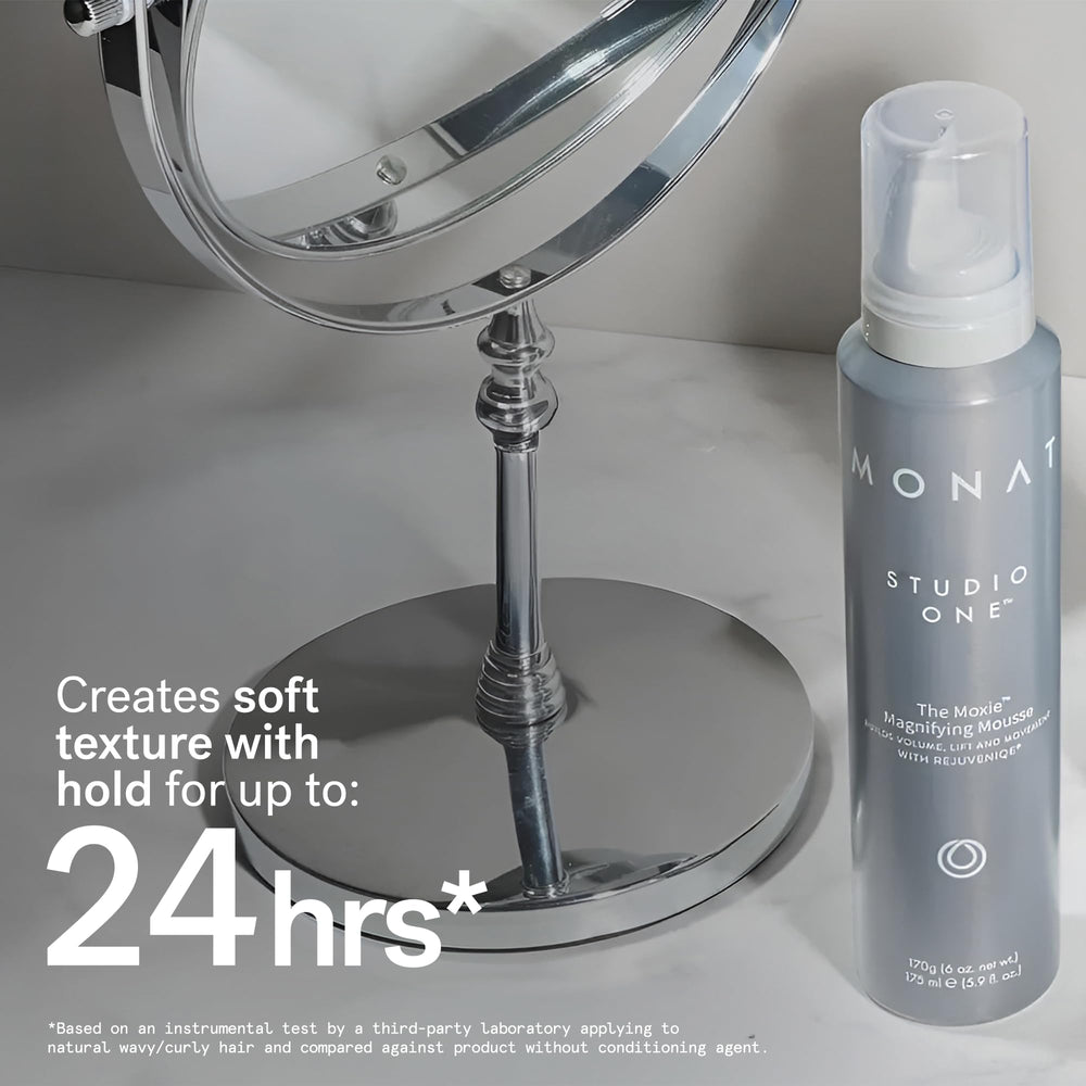 MONAT The Moxie Magnifying Mousse during blow-dry to create volume