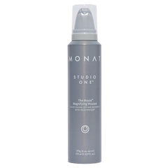 MONAT The Moxie Magnifying Mousse bottle closeup showing lightweight volume potential