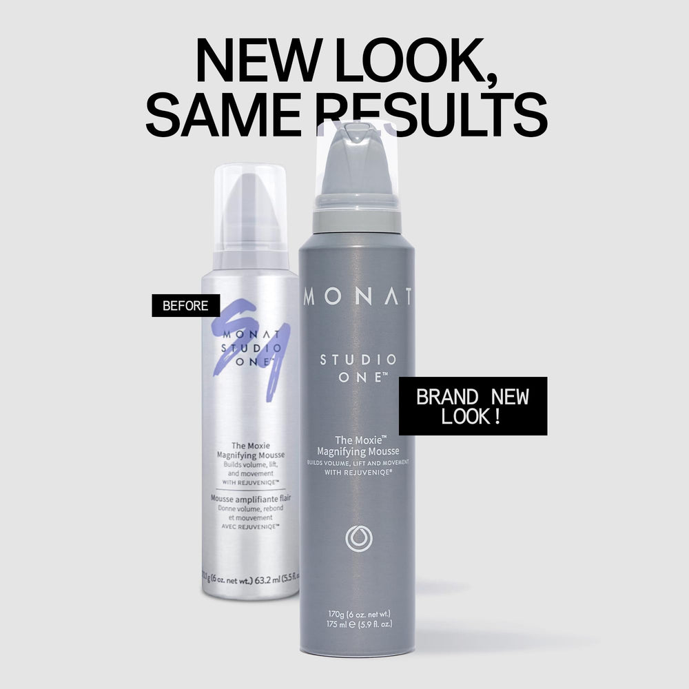 MONAT The Moxie Magnifying Mousse foam being dispensed for soft texture and lift