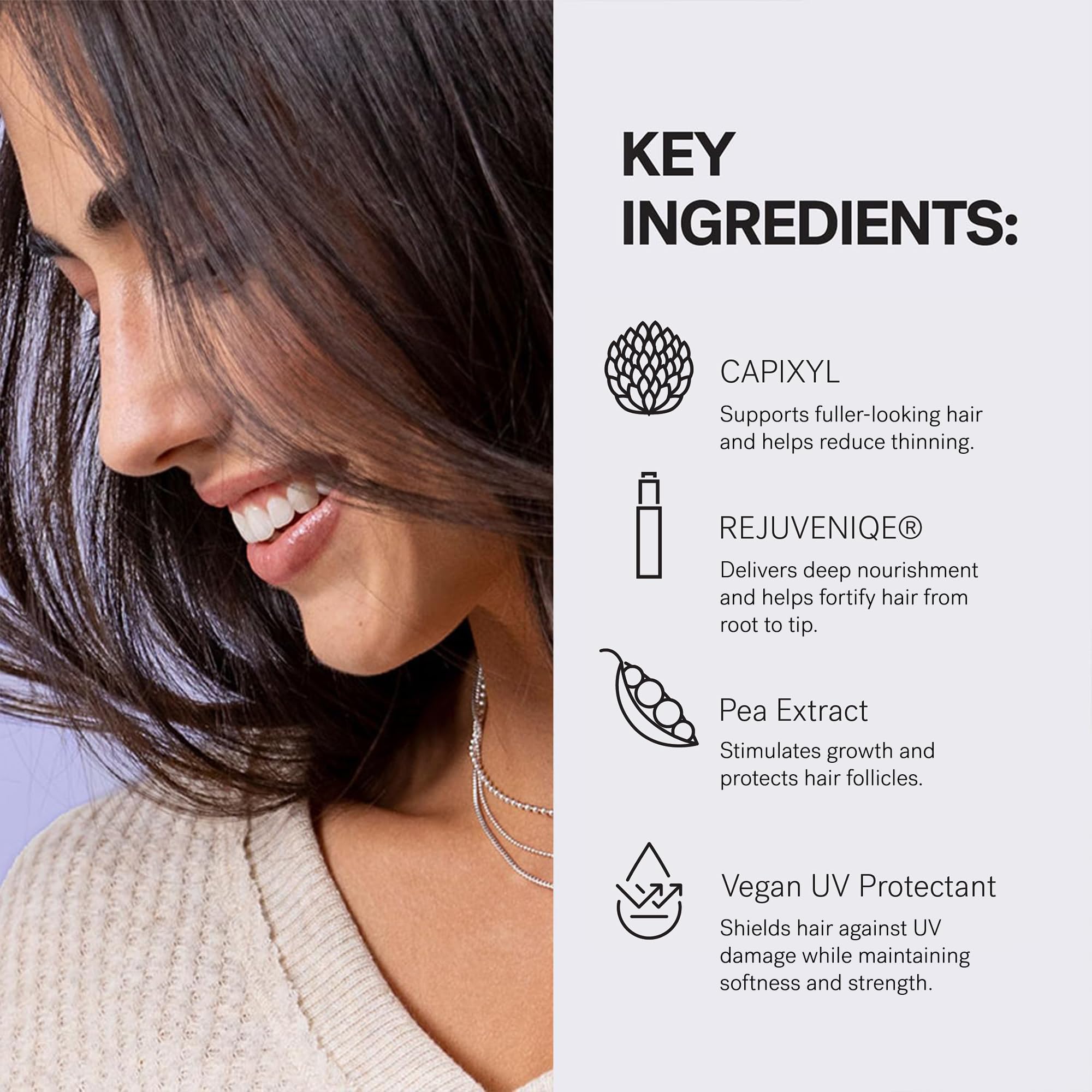 MONAT The Moxie Magnifying Mousse close-up of frizz control in humid conditions