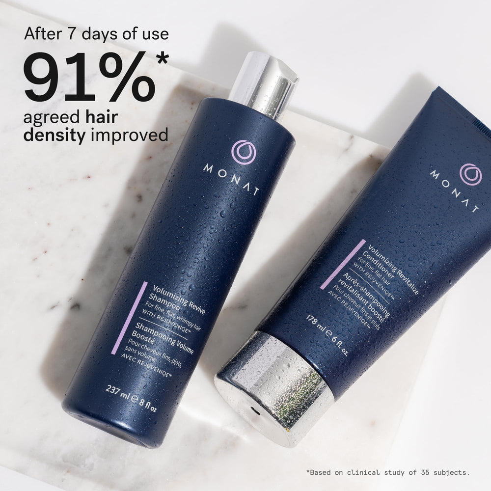 MONAT Volumizing Conditioner bottle front delivers fullness without weighing hair down.
