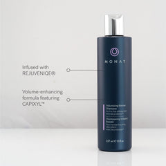 MONAT Volumizing Revive Shampoo lather showing cleansing action for buildup
