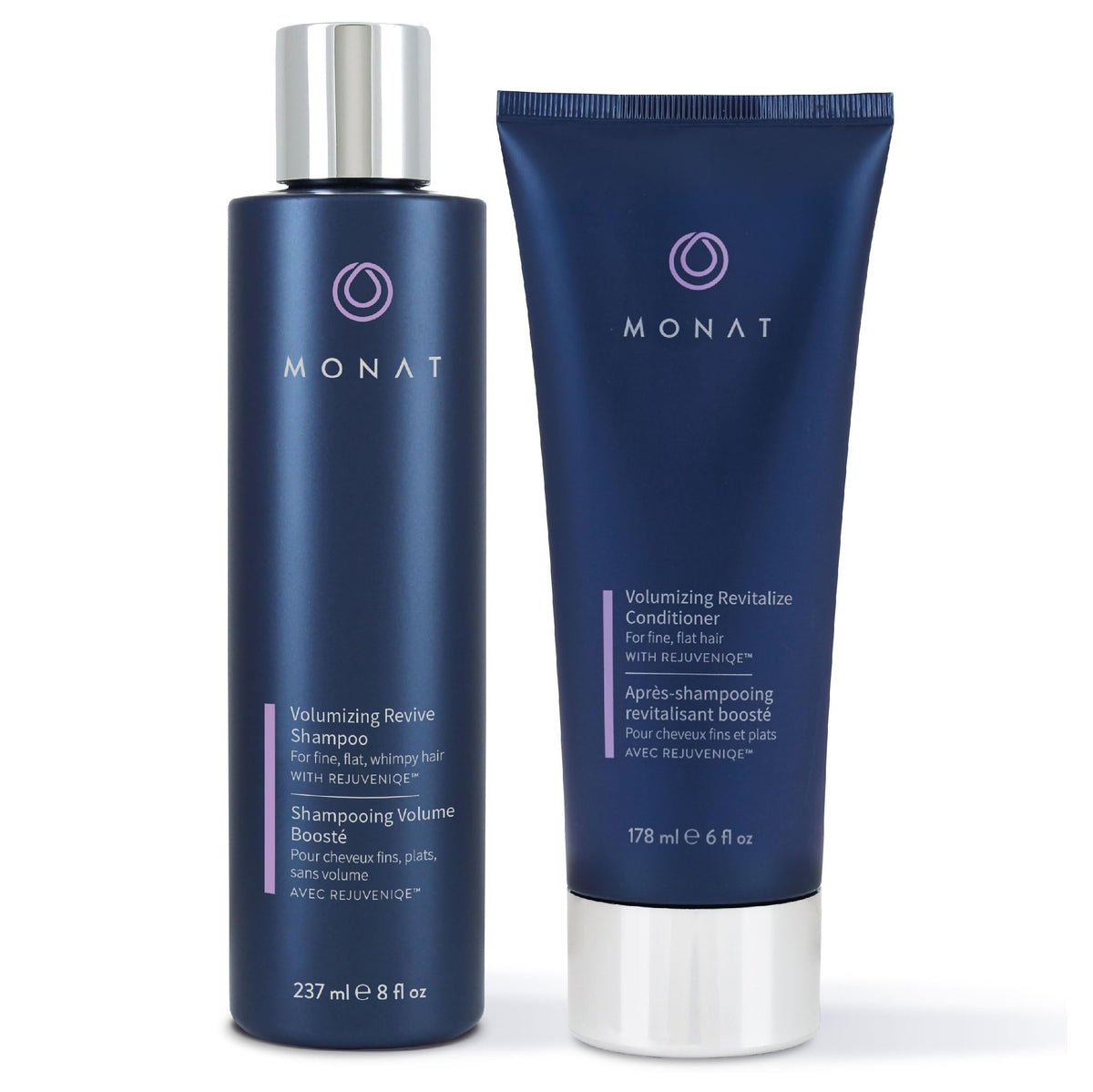 MONAT Volumizing Shampoo bottle front offers lightweight lift for fine hair.