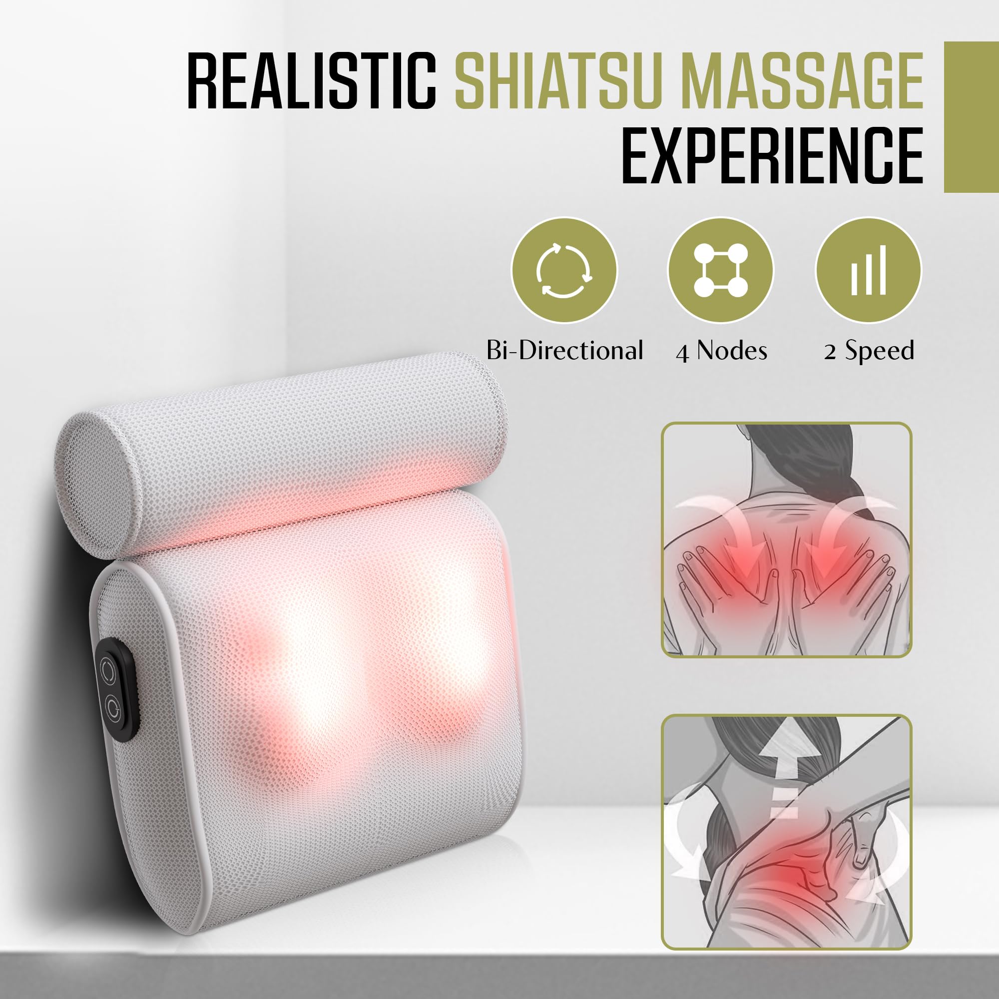 MONET Massaging Bath Pillow 6 suction cups keep secure on tub surfaces for steady massage