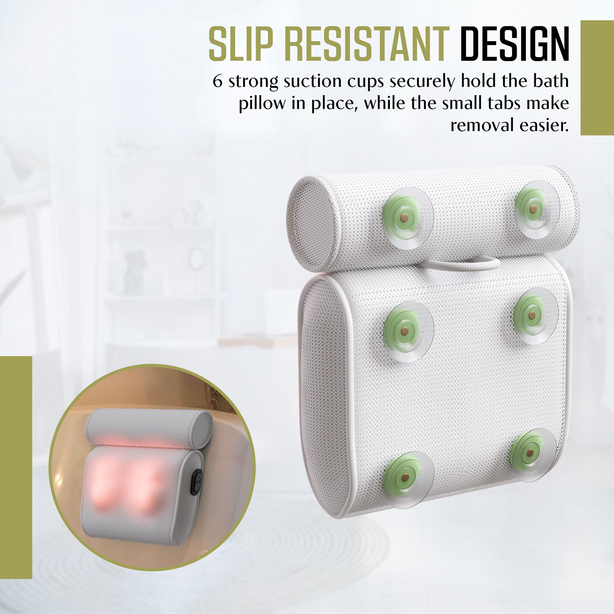 MONET Massaging Bath Pillow two-speed controls let you tailor massage intensity