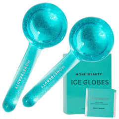MonétBeauty Ice Globes for Face close-up showing the cooling glide for depuffing and glow