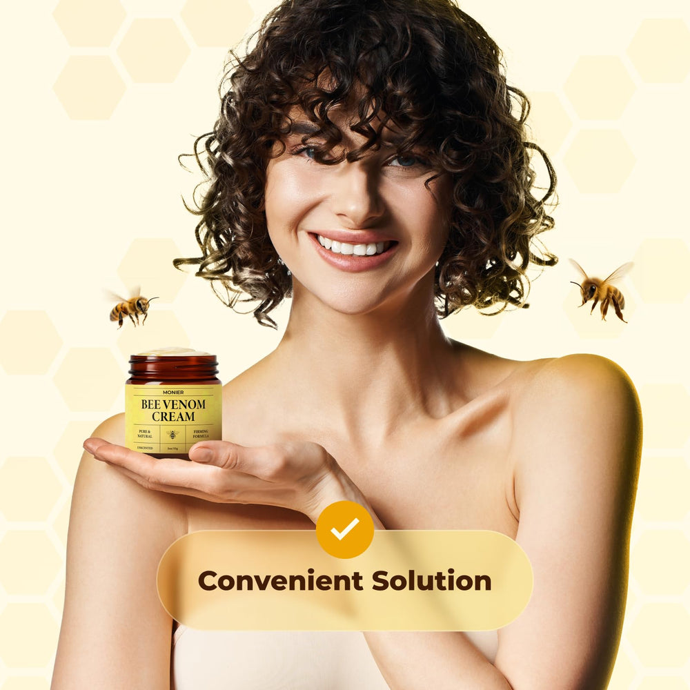 Monier Bee Venom Cream texture shows smoothing application with a plump, refreshed finish