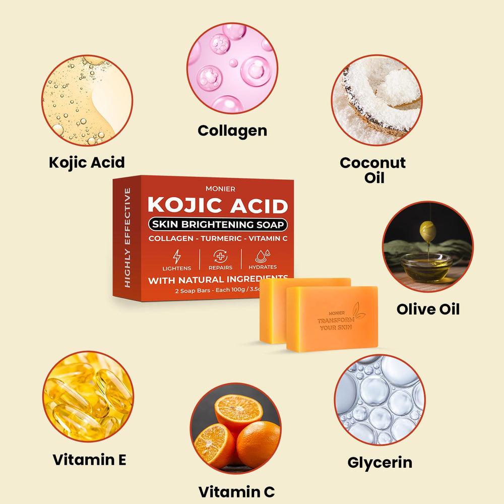 MONIER Kojic Acid Soap underarm application showing brightening routine.