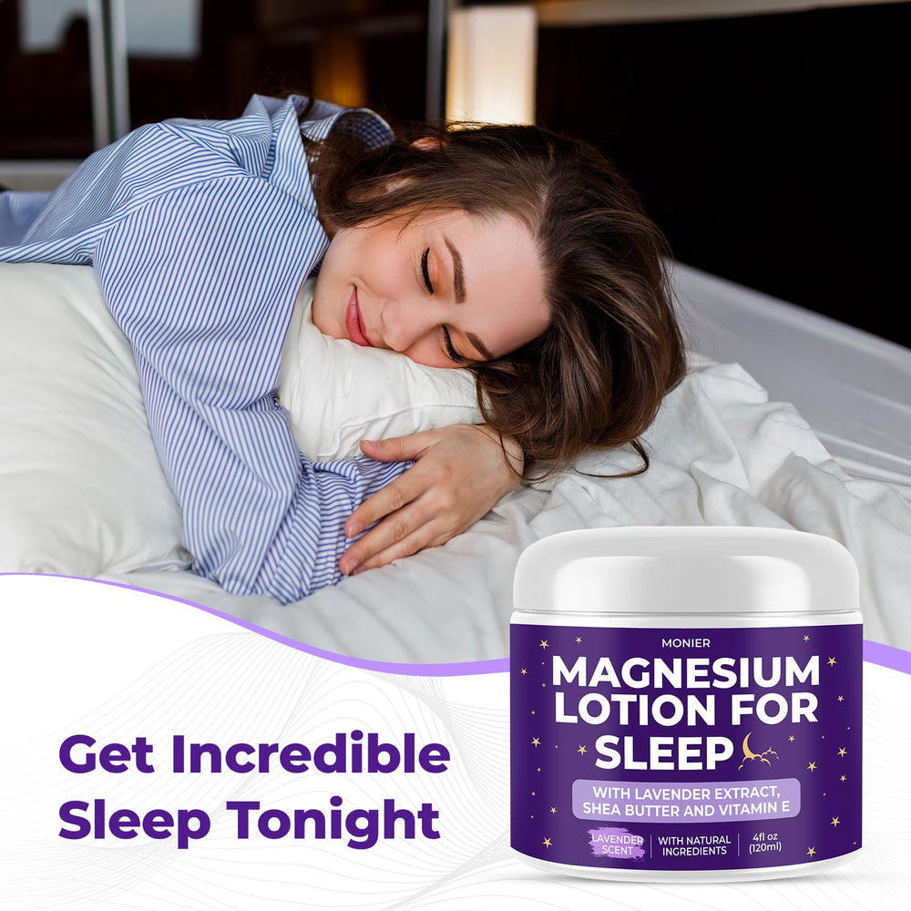 MONIER Magnesium Lotion for Sleep with shea butter nourishes the skin.