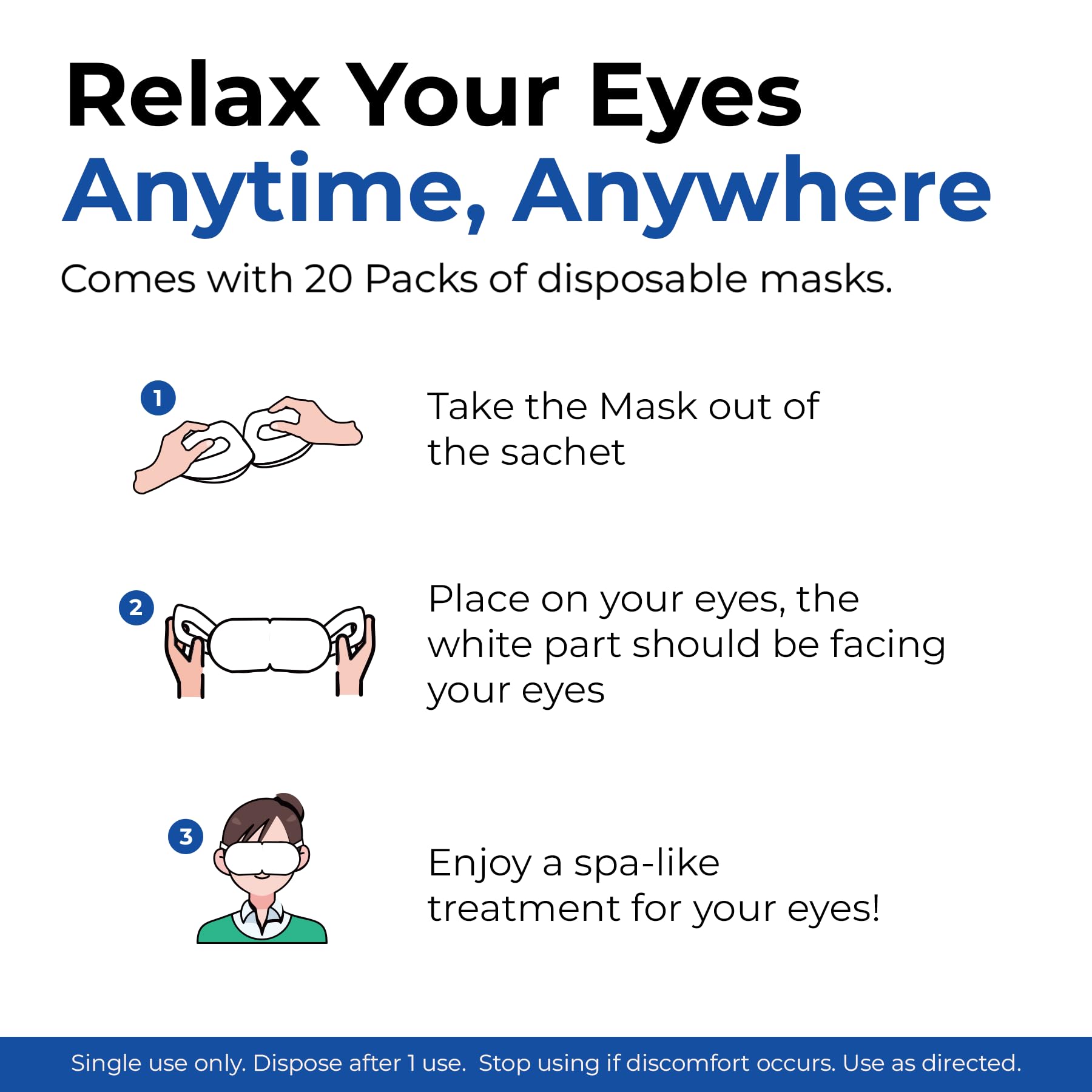 MONIER steam eye mask heat lasts 20–30 minutes for effortless unwind.