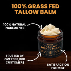 MONIER balm ingredients closeup shows grass-fed beef tallow and raw honey