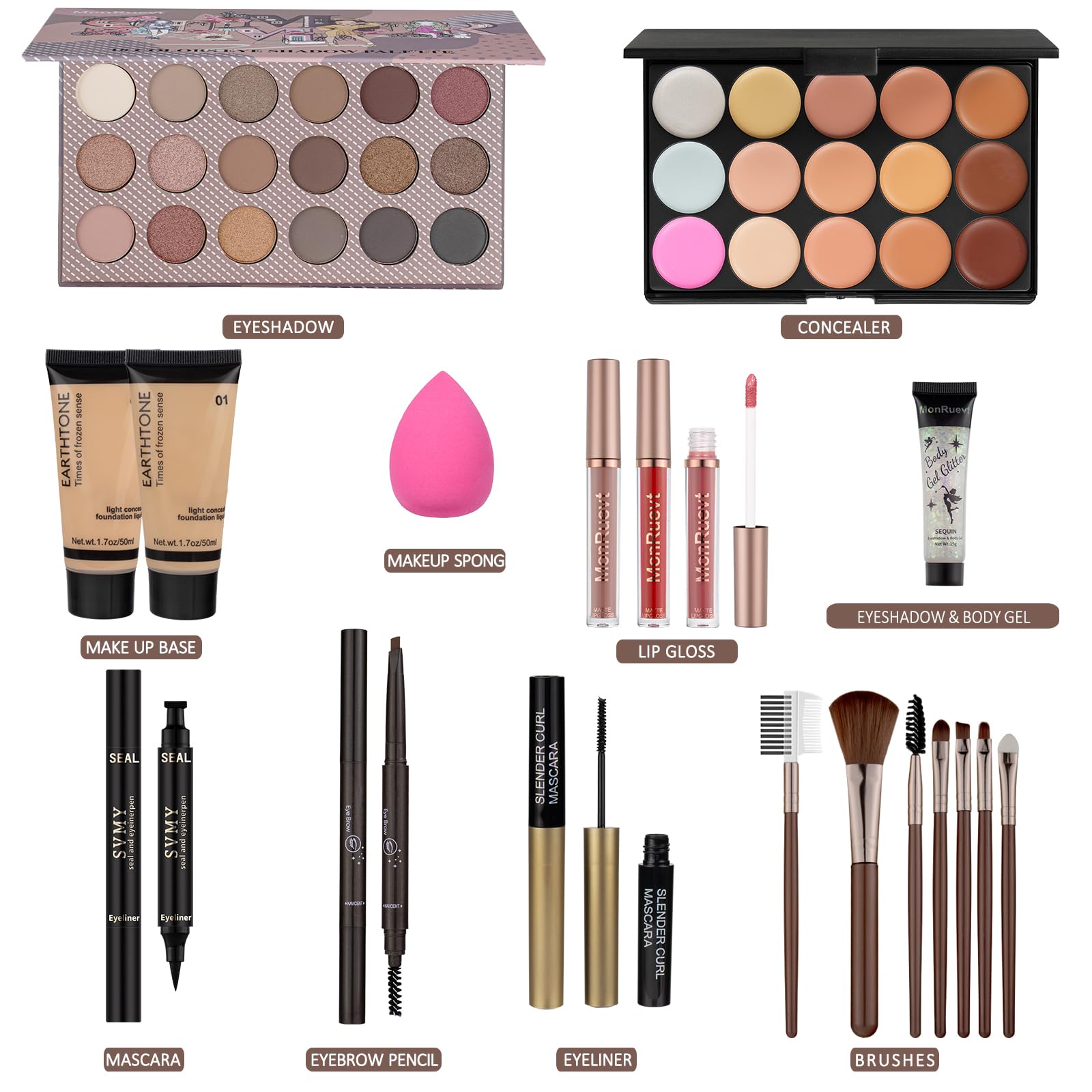 MONRUEVT eyeshadow palette-18colors provides versatile shades for day-to-night eye looks.