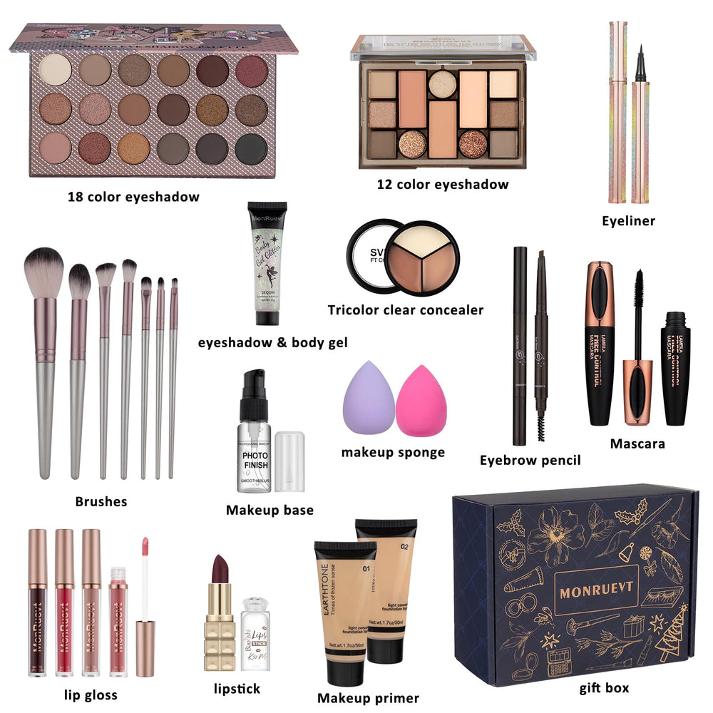 MONRUEVT makeup kit foundation and concealer set provides smooth coverage and blending.
