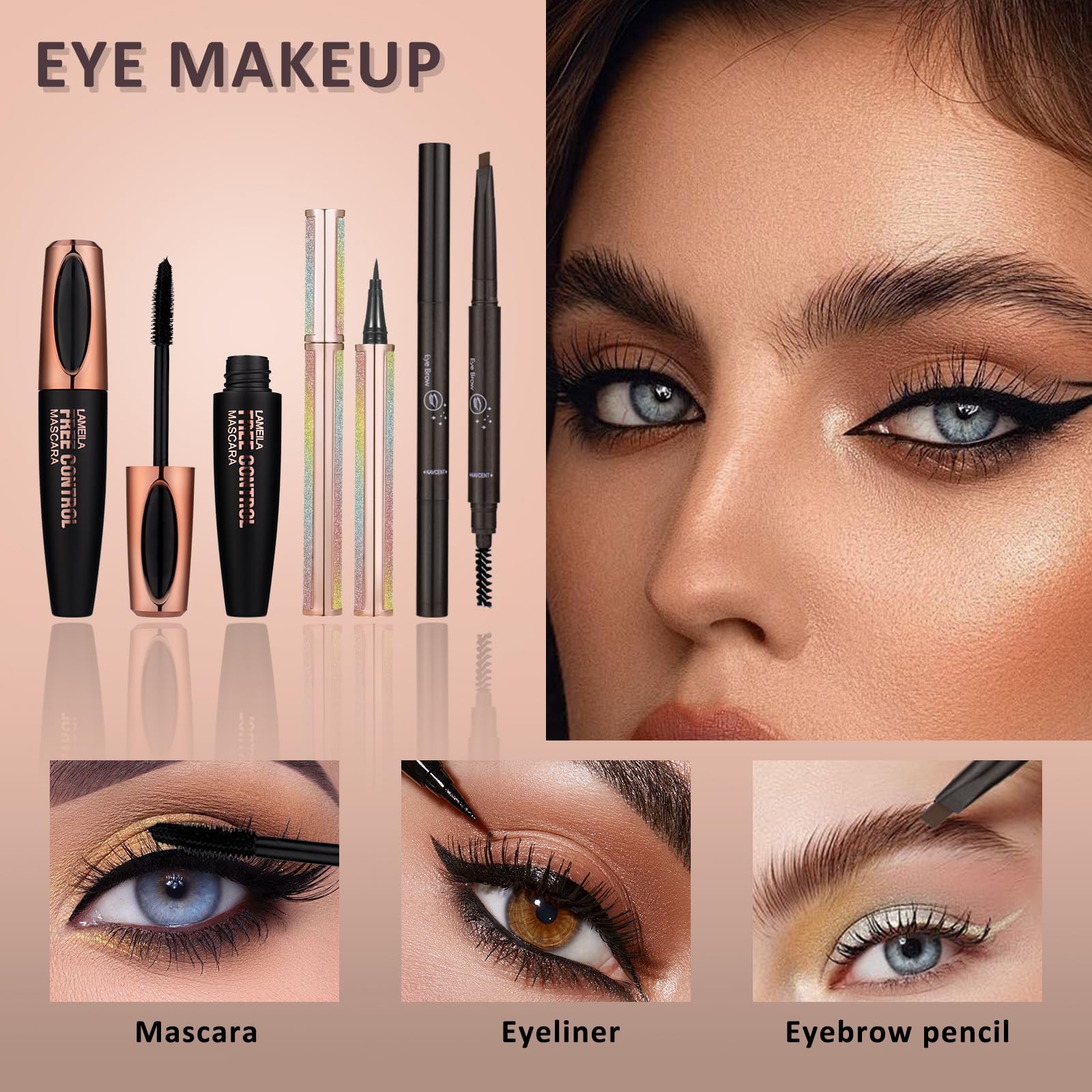 MONRUEVT primer and makeup brushes set for easy blending and lasting color.