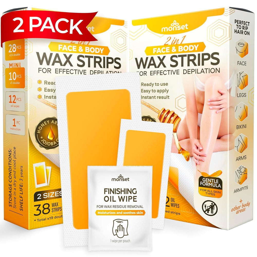 MONSET Wax Strips body collection 2-pack for quick, convenient at-home waxing.