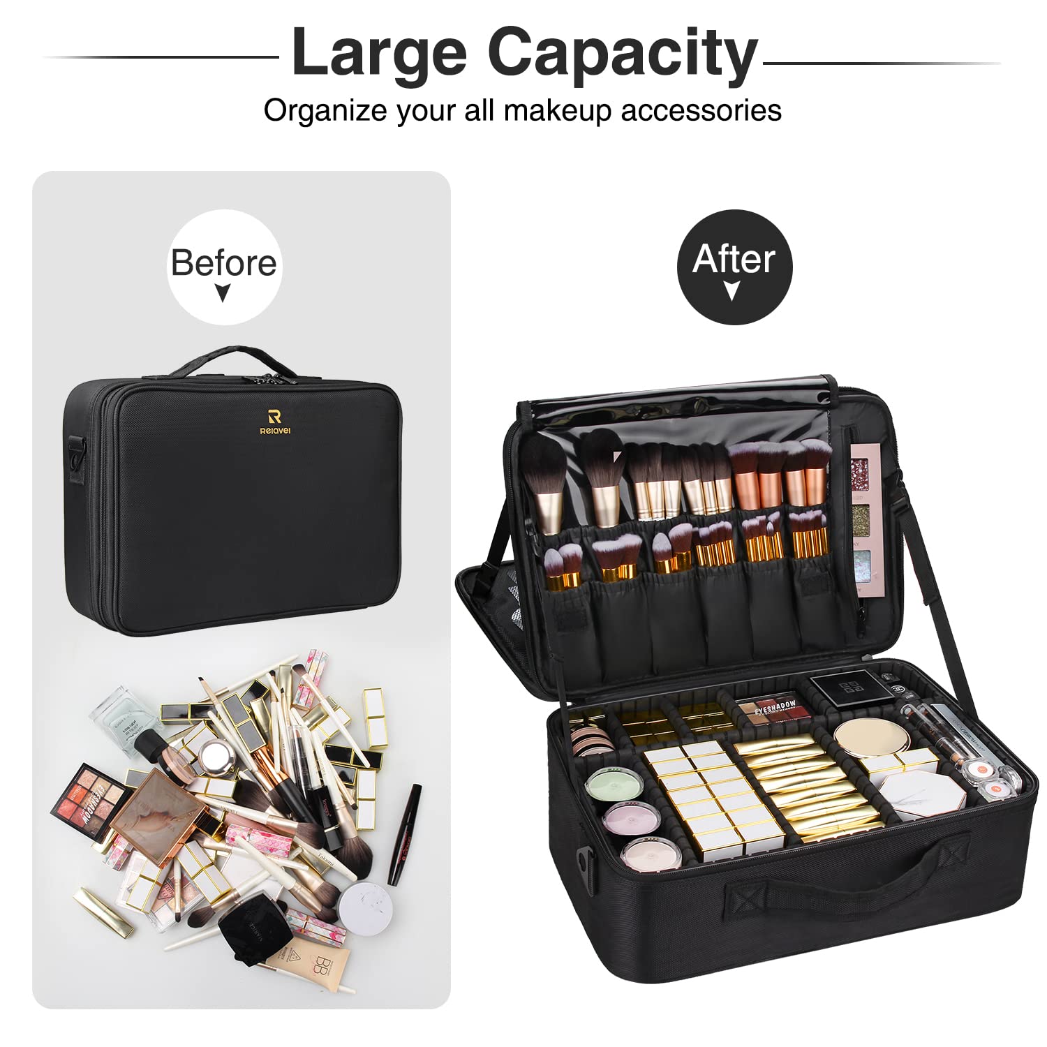 MONSTINA hair tools and cosmetics fit in a versatile travel ready organizer