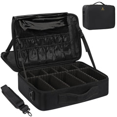 MONSTINA large capacity makeup case top view showing expansive storage for tools and cosmetics