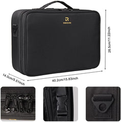 MONSTINA train case interior with dividers enabling custom organization of brushes and palettes