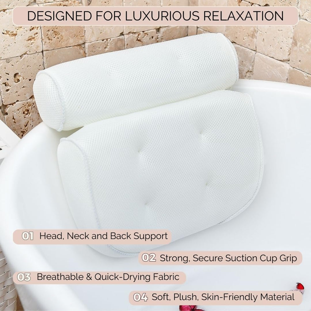 Monsuri bath pillow dimensions 14x14.6x3.9 inches provide full neck support