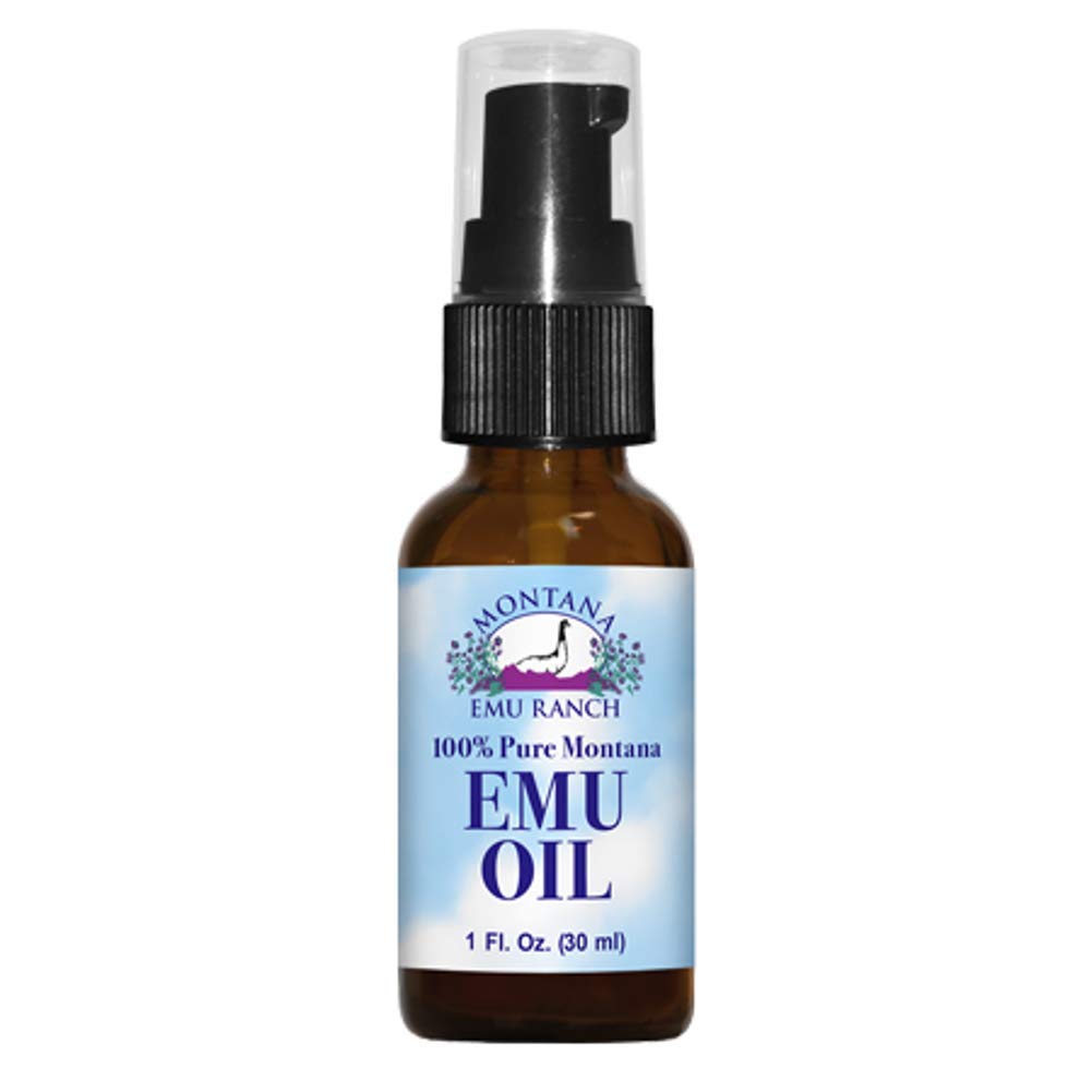 Montana Emu Oil bottle close-up shows odorless formula