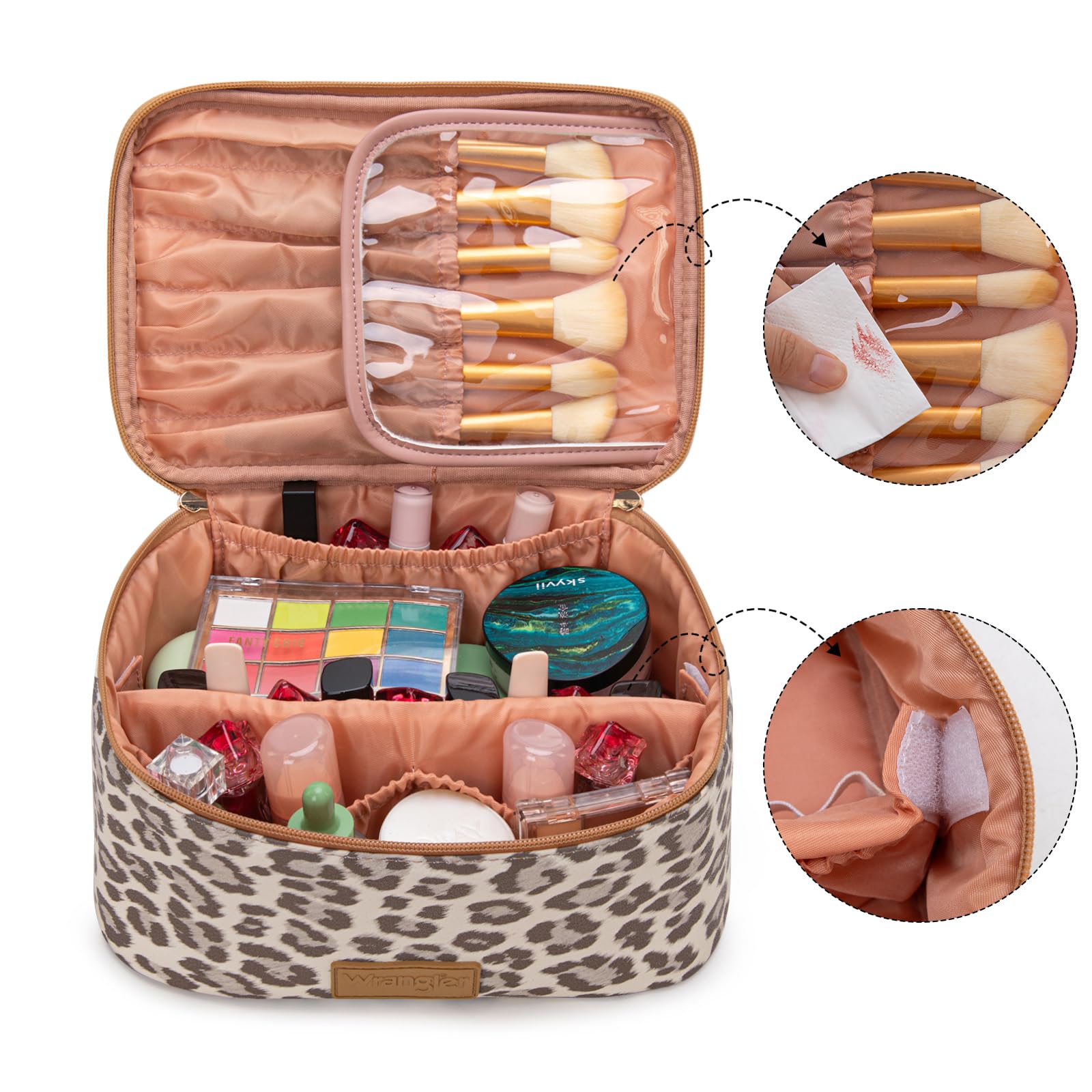 Montana West Wrangler travel cosmetics bag handle—easy carry and hands-free access.