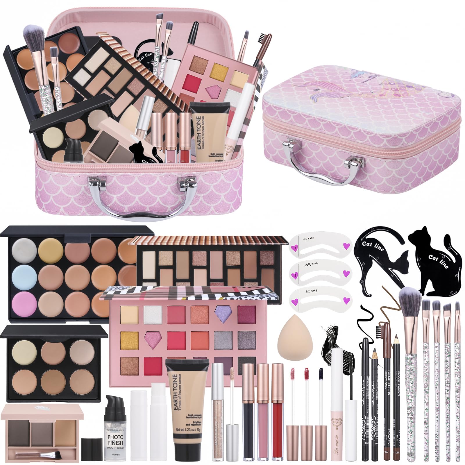 Moobirlet makeup kit travel case open showing portable organized makeup for on-the-go looks