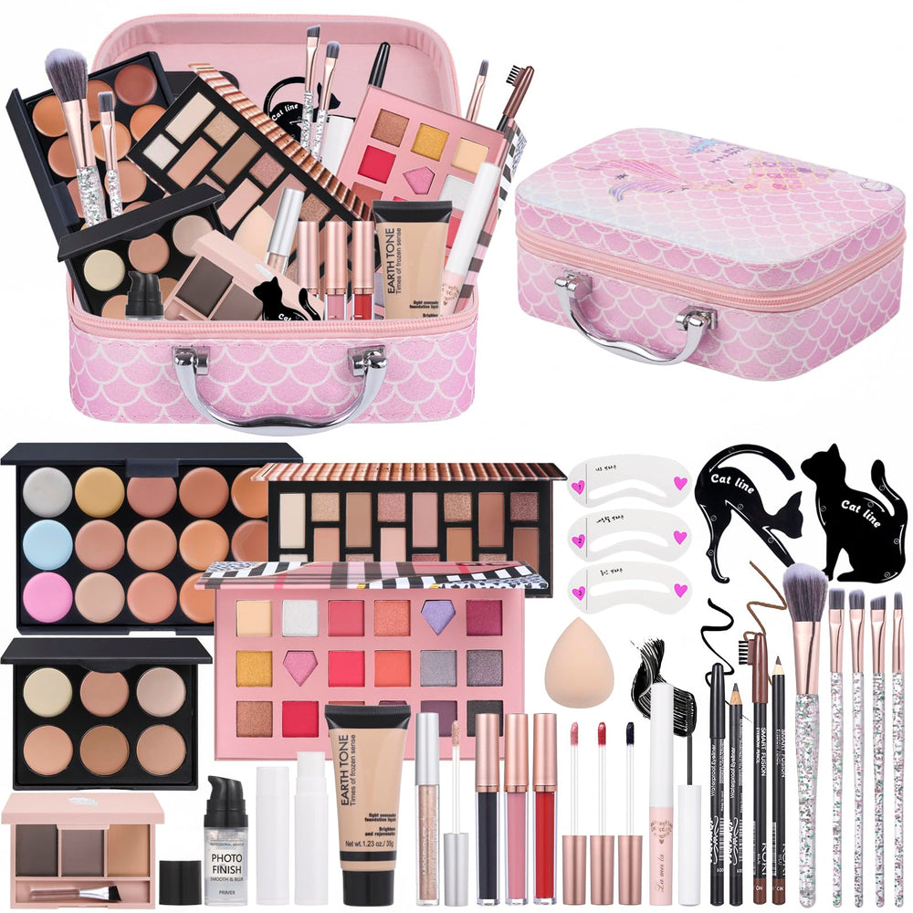 Moobirlet makeup kit travel case open showing portable organized makeup for on-the-go looks