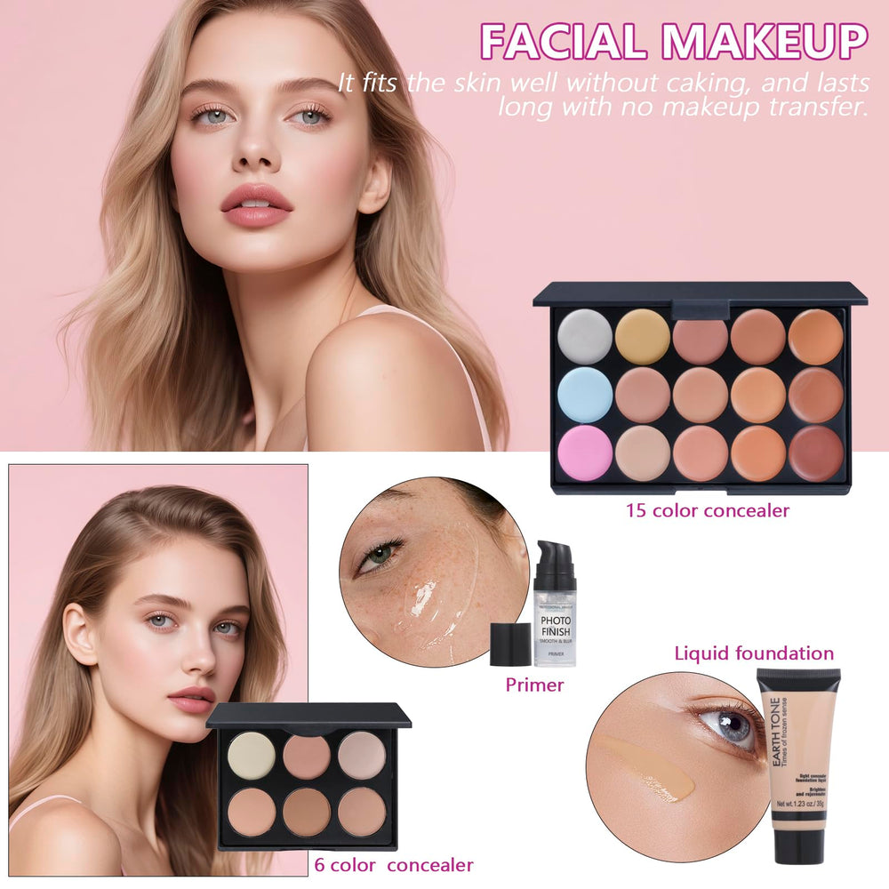 Moobirlet Travel Makeup Kit brushes set for precise makeup application.