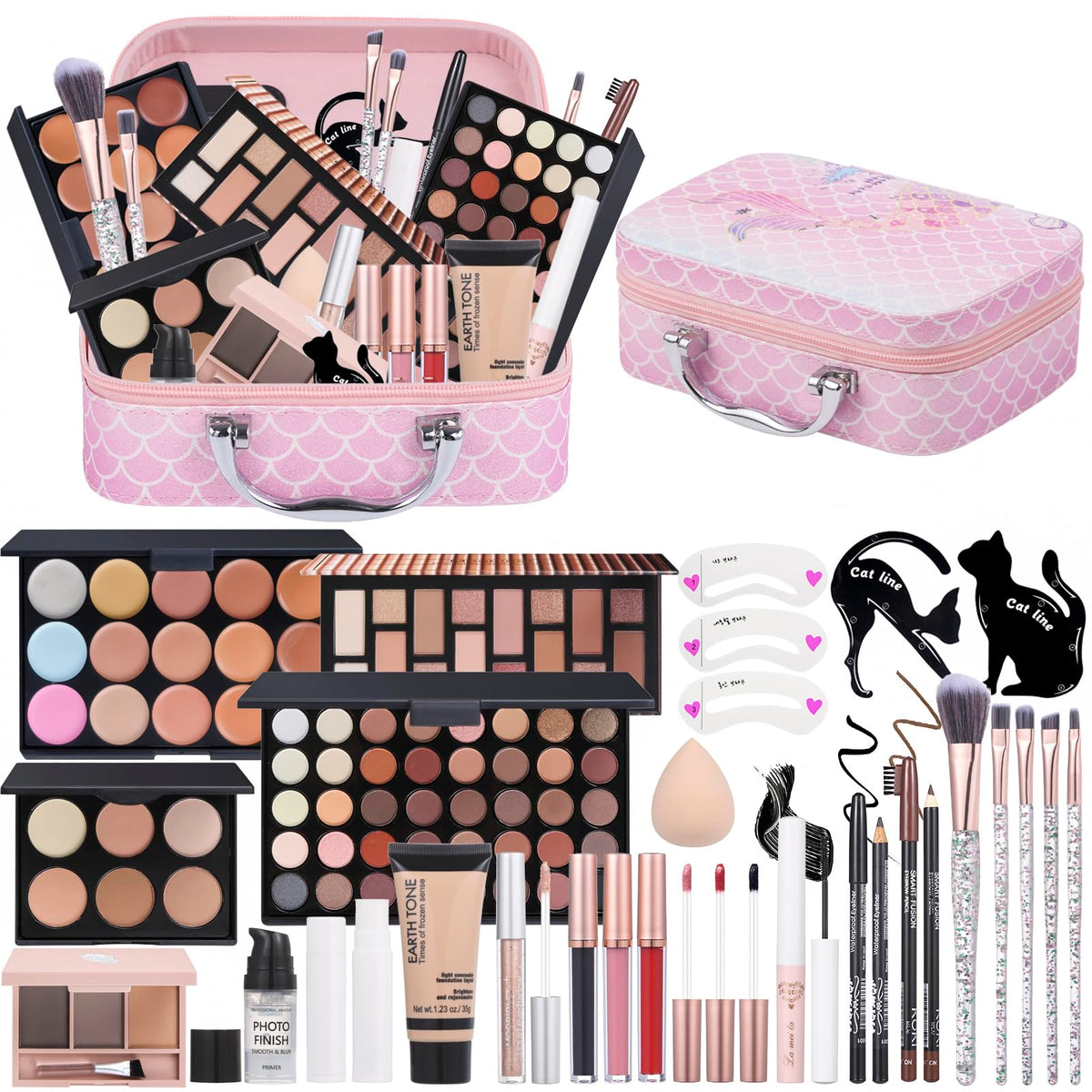 Moobirlet Travel Makeup Kit case closeup showing compact storage for on-the-go beauty.