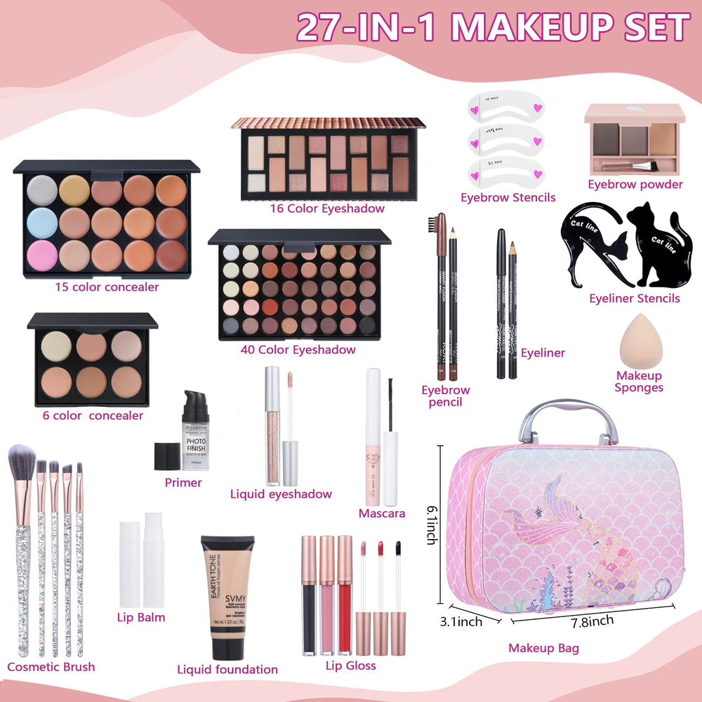 Moobirlet Travel Makeup Kit eyeshadow palettes with broad neutral to metallic shades.