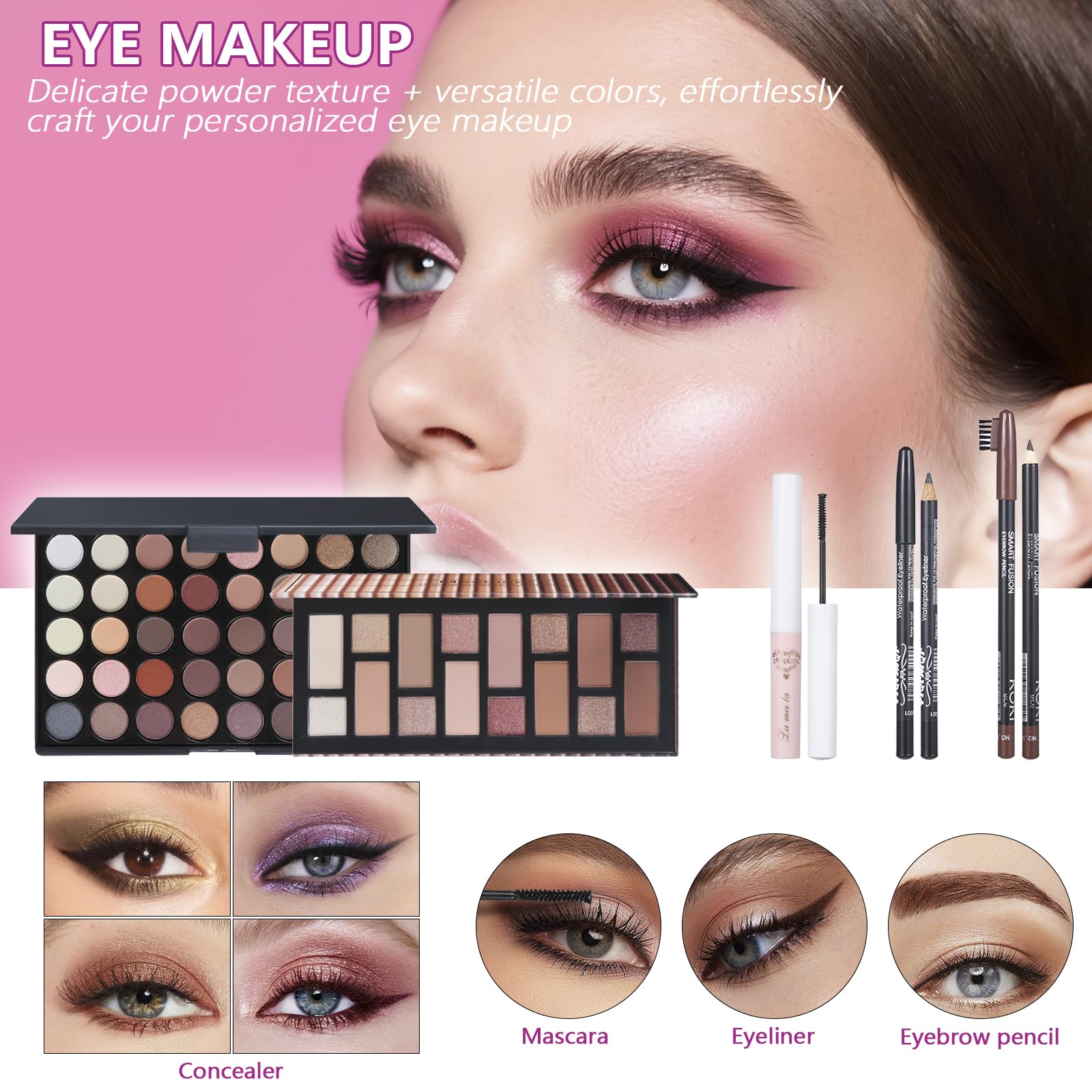 Moobirlet Travel Makeup Kit foundation and concealer for a balanced base.