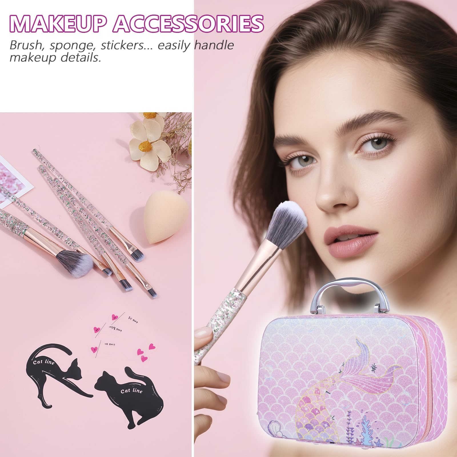 Moobirlet Travel Makeup Kit primer and mascara for base prep and defined lashes.