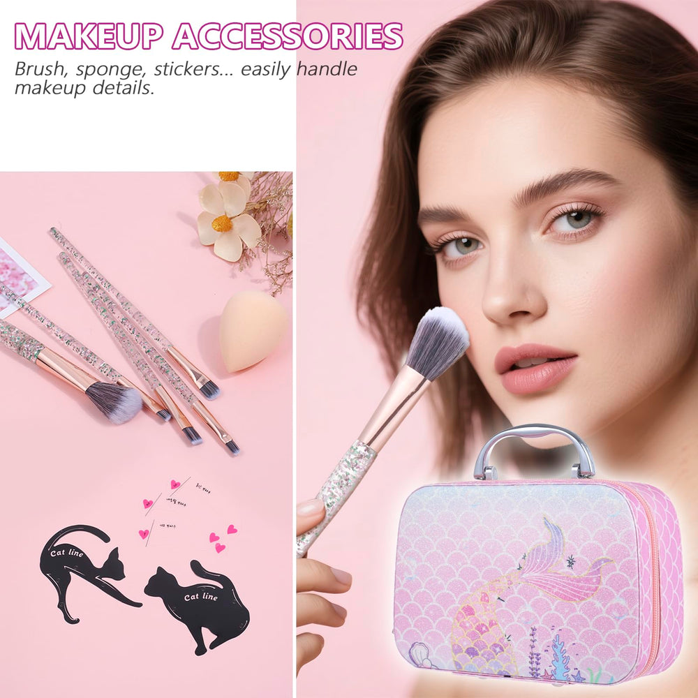 Moobirlet Travel Makeup Kit primer and mascara for base prep and defined lashes.