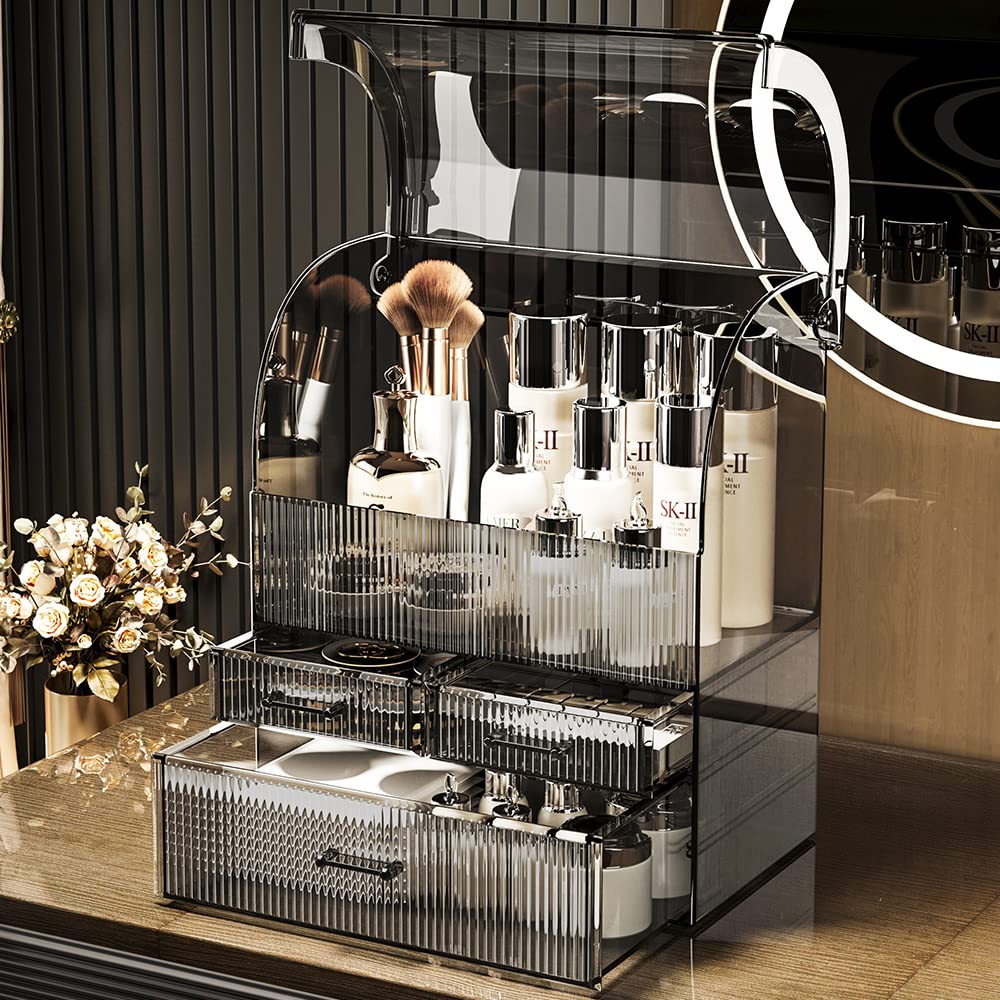 MOOCHI professional makeup organizer drawer-depth with varied compartments.