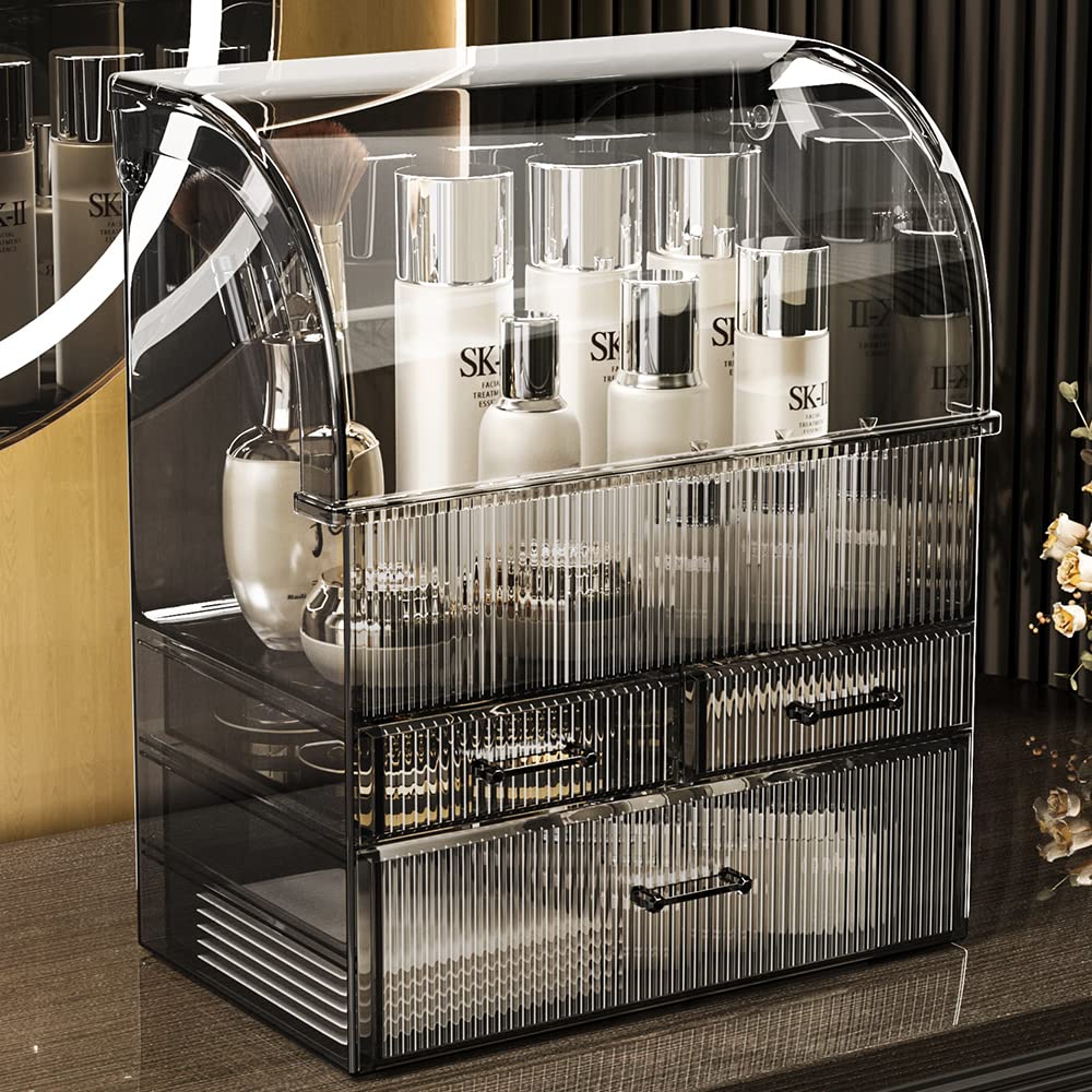 MOOCHI professional makeup organizer side-drawer detail for brushes and essentials.