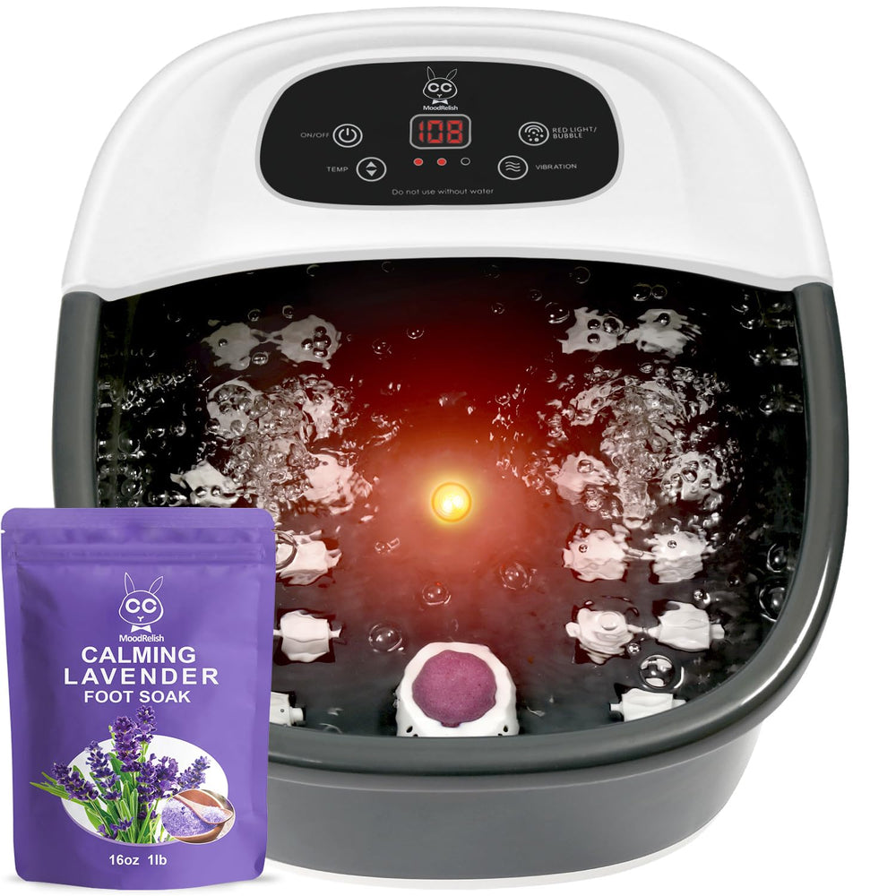 MoodRelish foot spa heat-bubbles deliver warm, bubbling soak for tired feet.