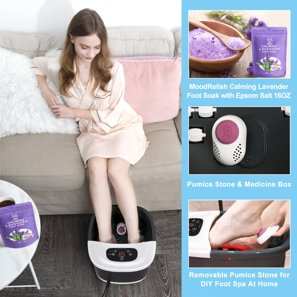 MoodRelish infrared-light feature shown for improved circulation and foot warmth.