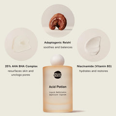 Moon Juice Acid Potion ingredients Reishi and Niacinamide support hydration and barrier health