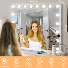 Moonee Hollywood mirror with detachable 10x magnifier for precise details.